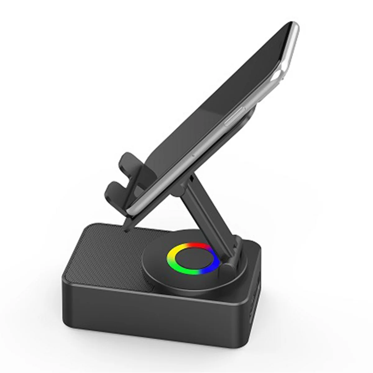 AT42 昇降および回転スリーインワン携帯電話ホルダー Bluetooth スピーカー Bluetooth スピーカー付き携帯電話ホルダー グレー