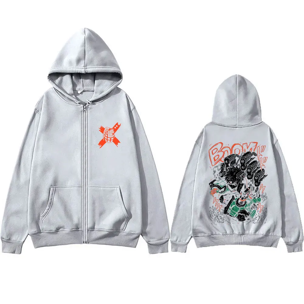 Anime My Hero Academia Reißverschluss-Hoodie Cartoon Bakugou Katsuki Grafik-Zip-Up-Jacke Herren Damen Manga Oversized Zip-Up-Sweatshirt – Detail 6