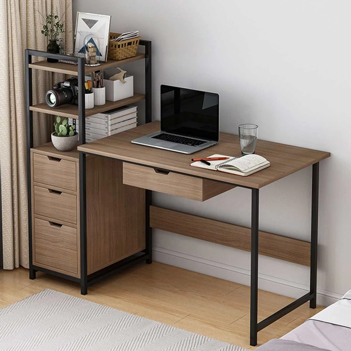 Modern Shelves Drawers Computer Desk for Home and Office