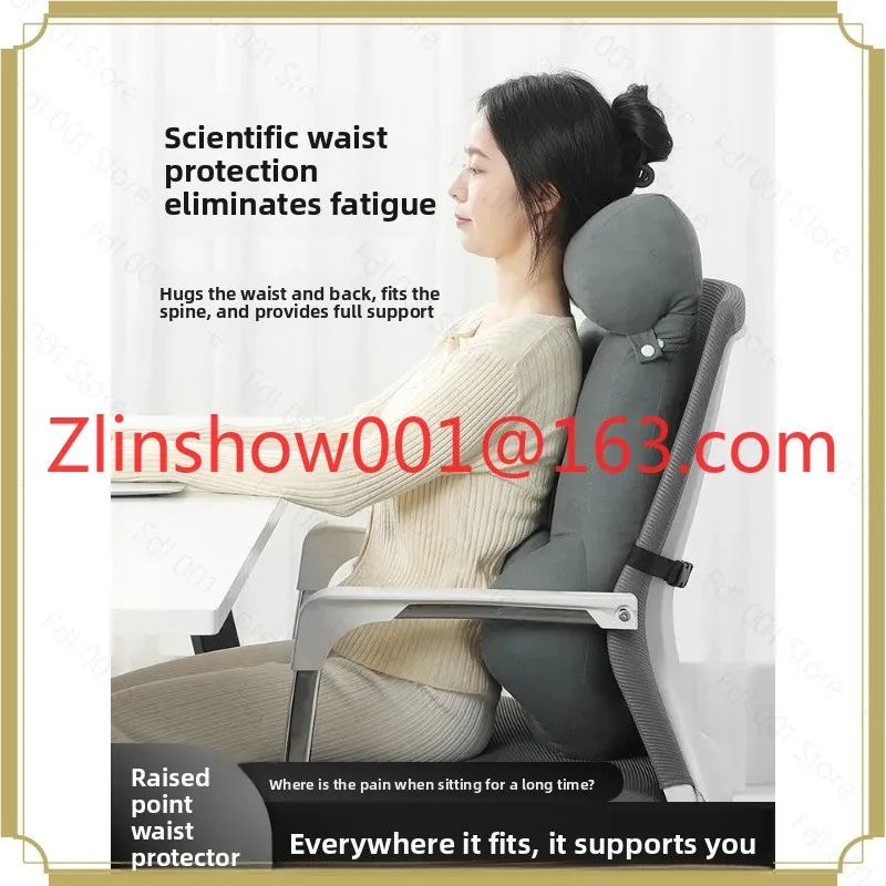 Neck and Waist Support Cushion for Long Sitting, Office Chair Lumbar Support Backrest Pillow