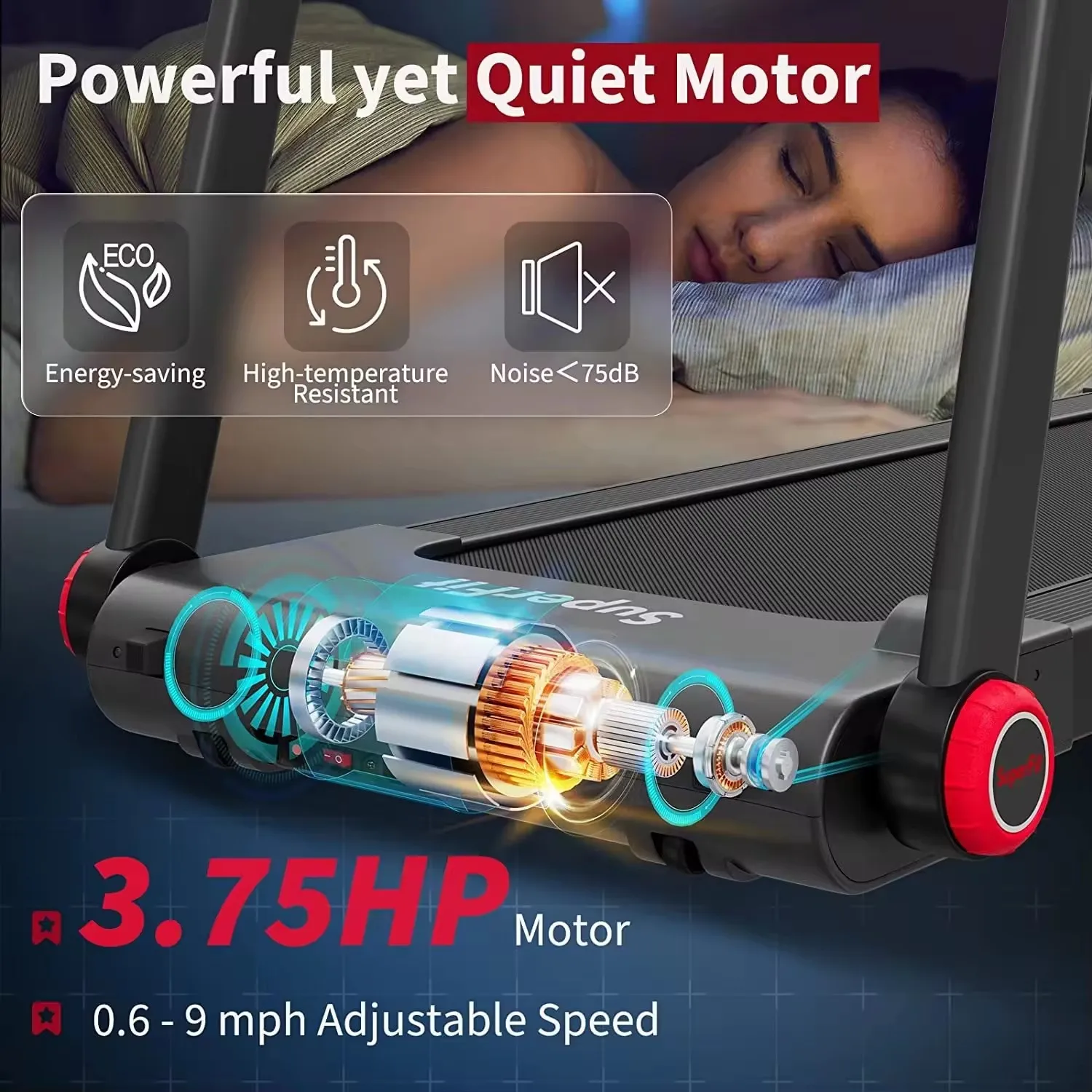 Treadmill listrik lipat 2-in-1 portabel, mesin lari jalan bermotor untuk kebugaran rumah, perangkat latihan