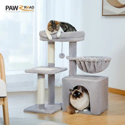 Árbol rascador para gatos con cama y hamaca suave, torre pequeña