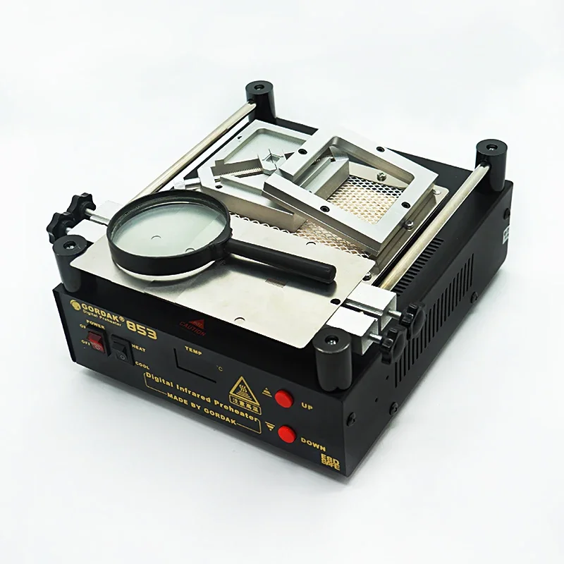 GORDAK 853 Constant Temperature Preheating Stations Kit With 90MM Reballing Jig silvery 4pcs BGA stencils PS4 Magnifying Glass
