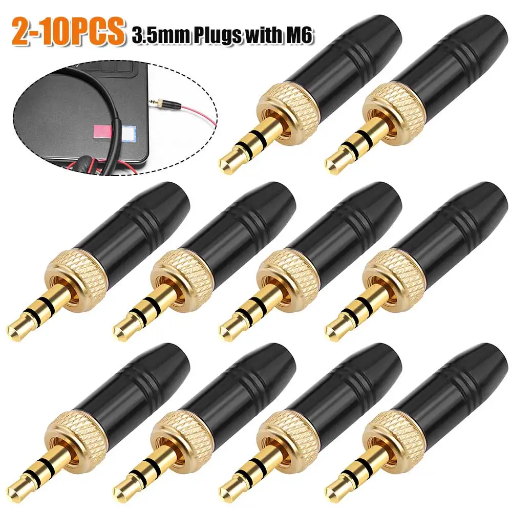 3.5mm Audio Plug with M6 Internal Thread Stereo Male Plug Headphone Audio Plug Spare Plug for Lavalier Wireless Microphone