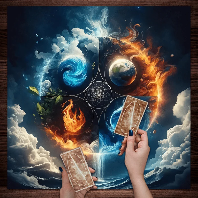 Cosmic Elemental Power Square Table Mat Abstract Universe Magic Energy Design for Home Decor 50X50cm