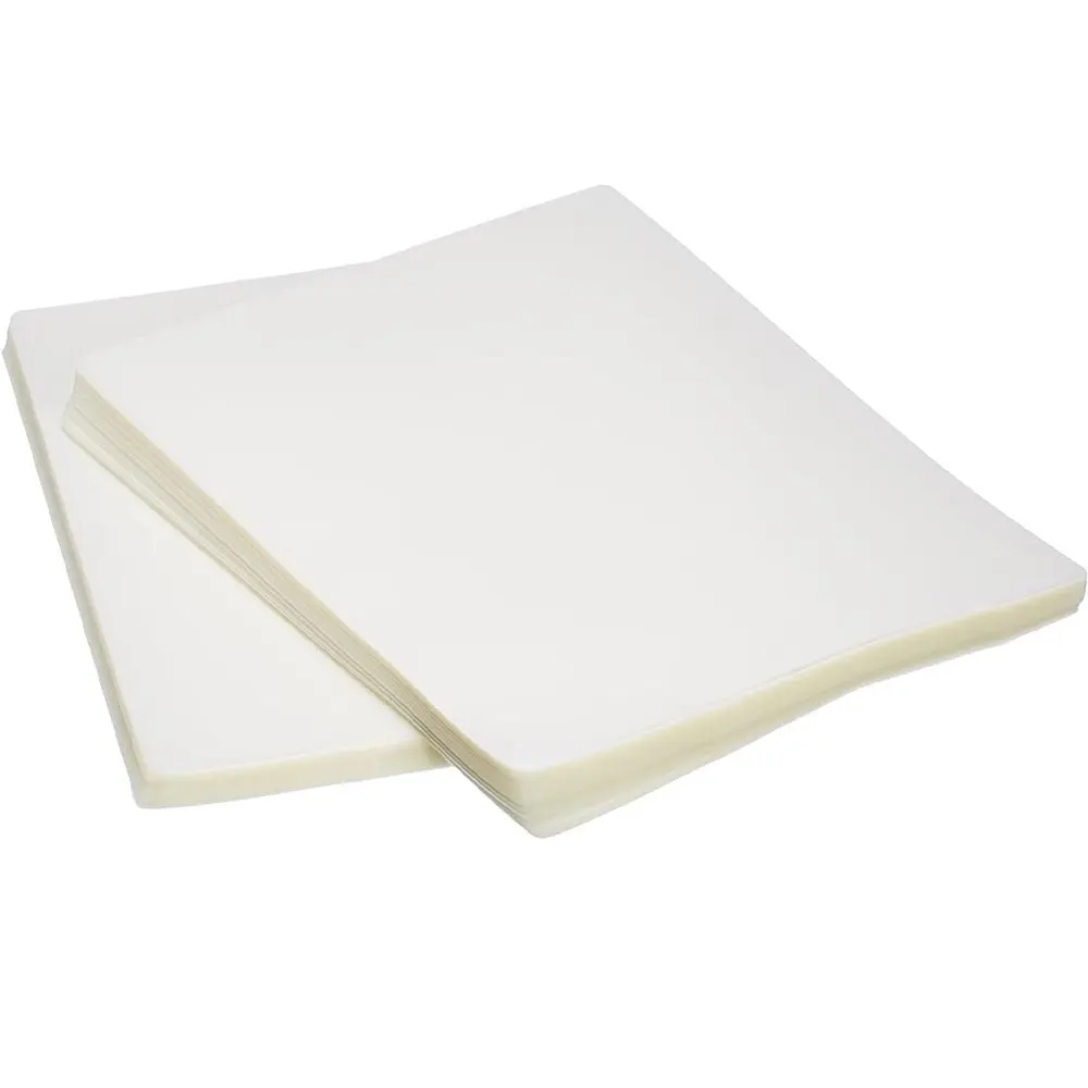100pcs A4 thermoplastic laminated bags, rounded corner design, 7C film thickness, for document and photo protection.