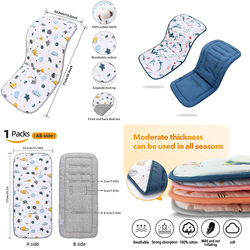 

Stroller Seat Liner for Baby Pushchair Car Cart Chair Mat Child Trolley Mattress Diaper Pad Infant Stroller Cushion Accessories