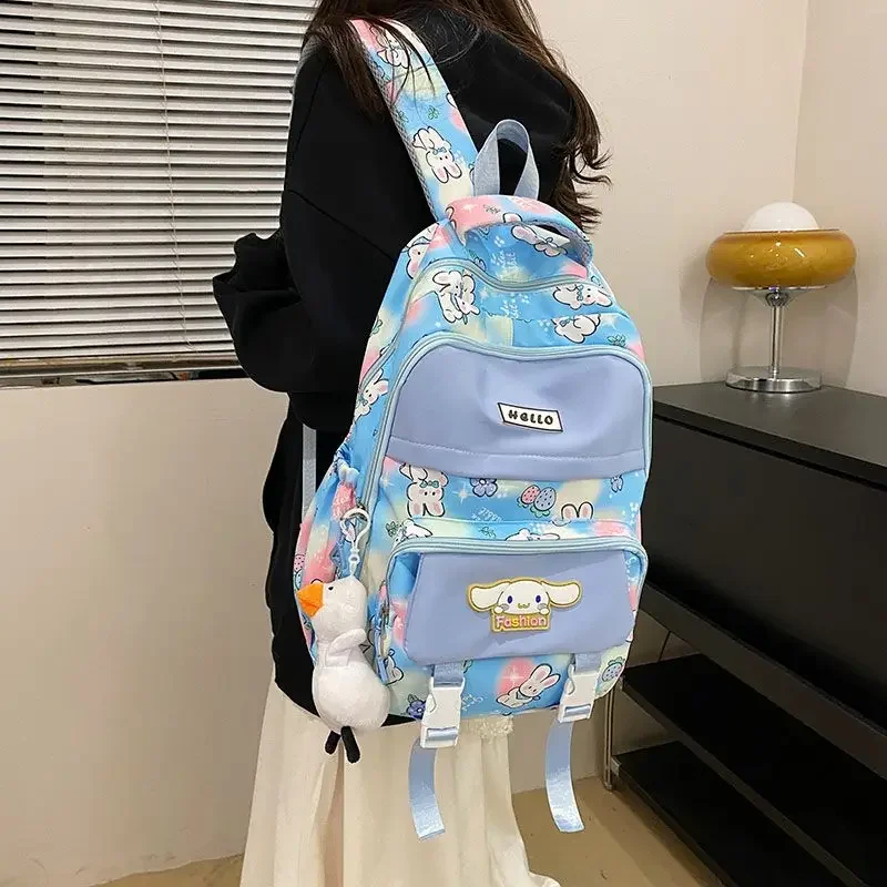 Sanrio cinnamoroll cute girl backpack  junior high school universal large-capacity backpack children\'s stationery gift