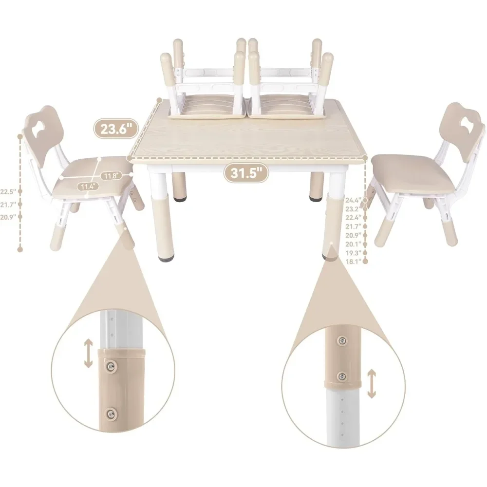 Kindertafel En-Stoelenset, In Hoogte Verstelbare Peutertafel En-Stoelen Set Graffiti-Bureaublad, Kinderactiviteitentafel