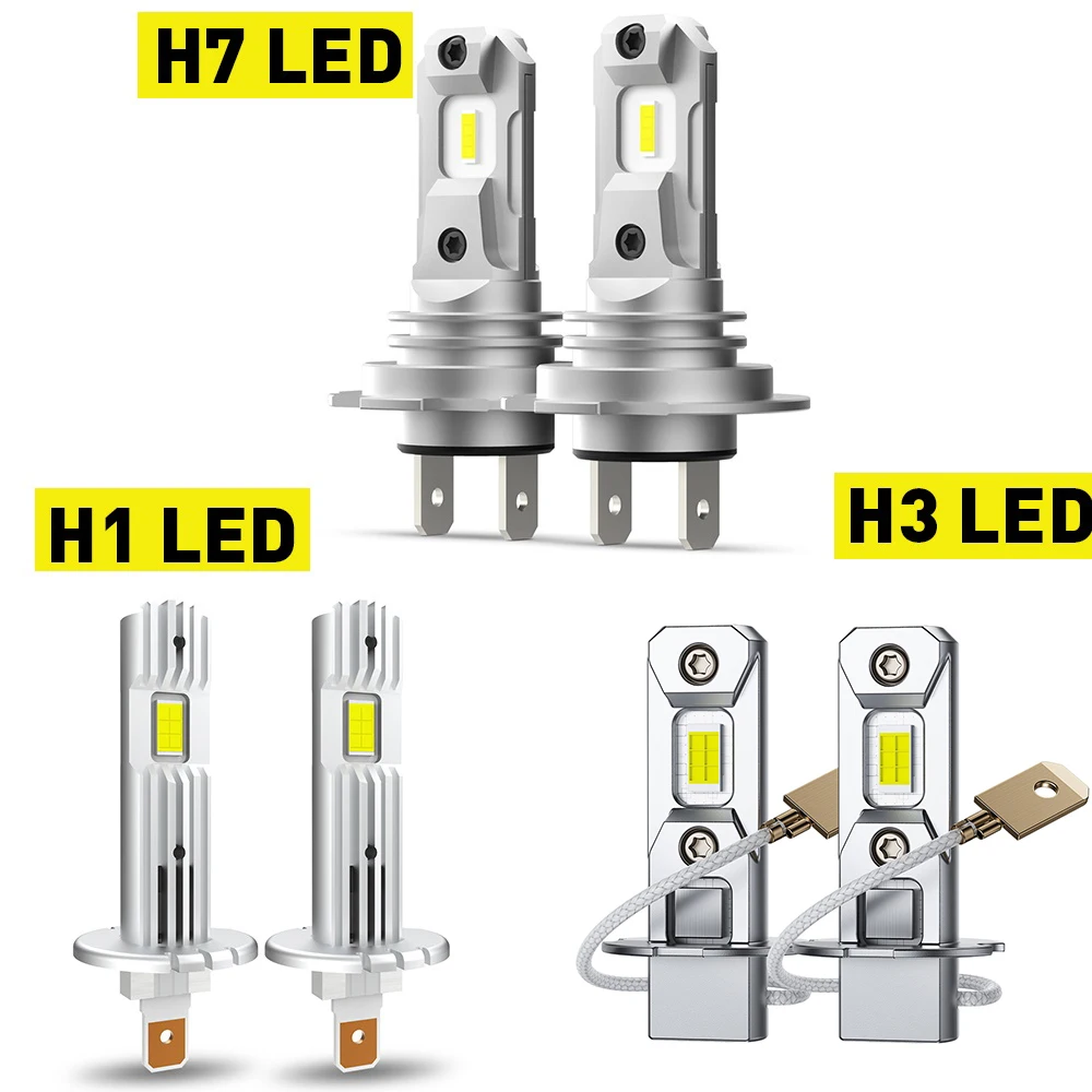 

AUXITO 2Pcs H7 LED Headlight Canbus Bulbs H1 H3 LED Head Fog Lights Fanless 60W 12000LM Plug&Play for Passat B6 Peugeot Golf 7