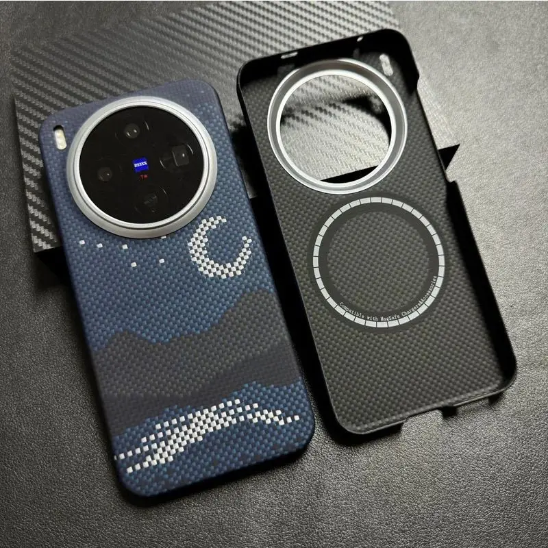 

For Vivo X300 Pro Built-in Magnetic Case 100% Genuine 600D Kevlar Aramid Fiber Cover for Magsafe Wireless Charging Funda