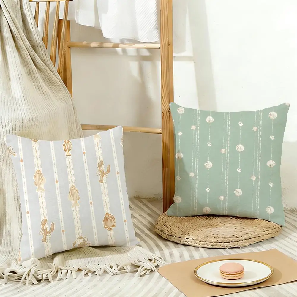 Breezy Sunny Art M-Marine Vacation Cushion Cover Cozy Pillowcase Holiday House Interior Sofa Bedroom Accessories