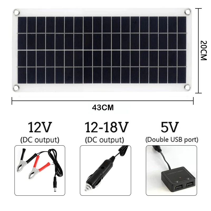 Solar Panel 20W-1000W 12V Solar Cell 100A Controller Solar Panel for Phone RV Car MP3 PAD Charger Outdoor Battery Supply Camping