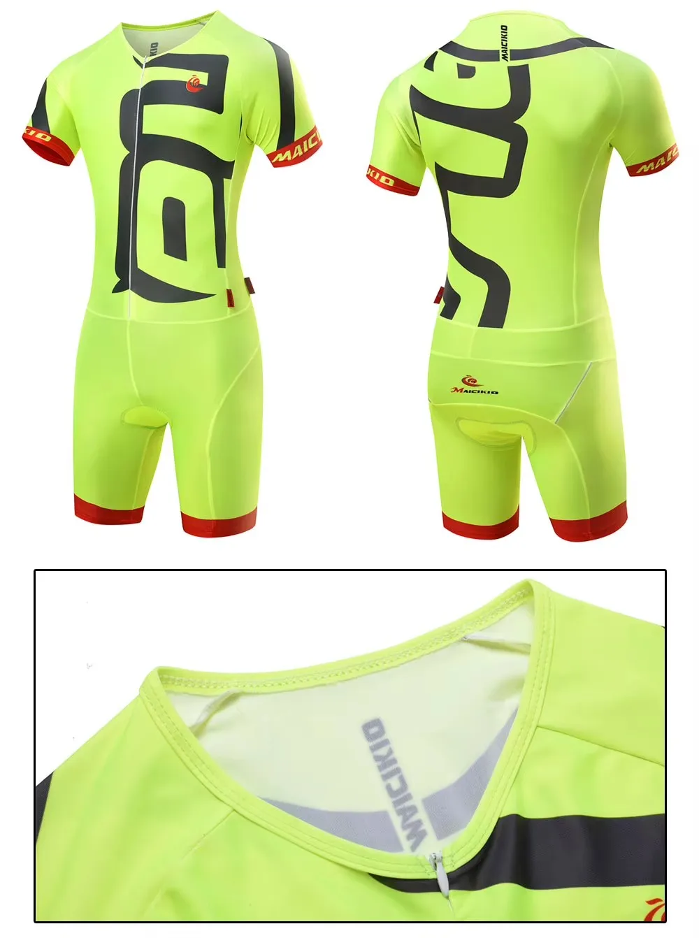 Professional Wind-Resistant Triathlon Suit with Hidden Front Zipper and Eye-Catching Geometric Print view 6