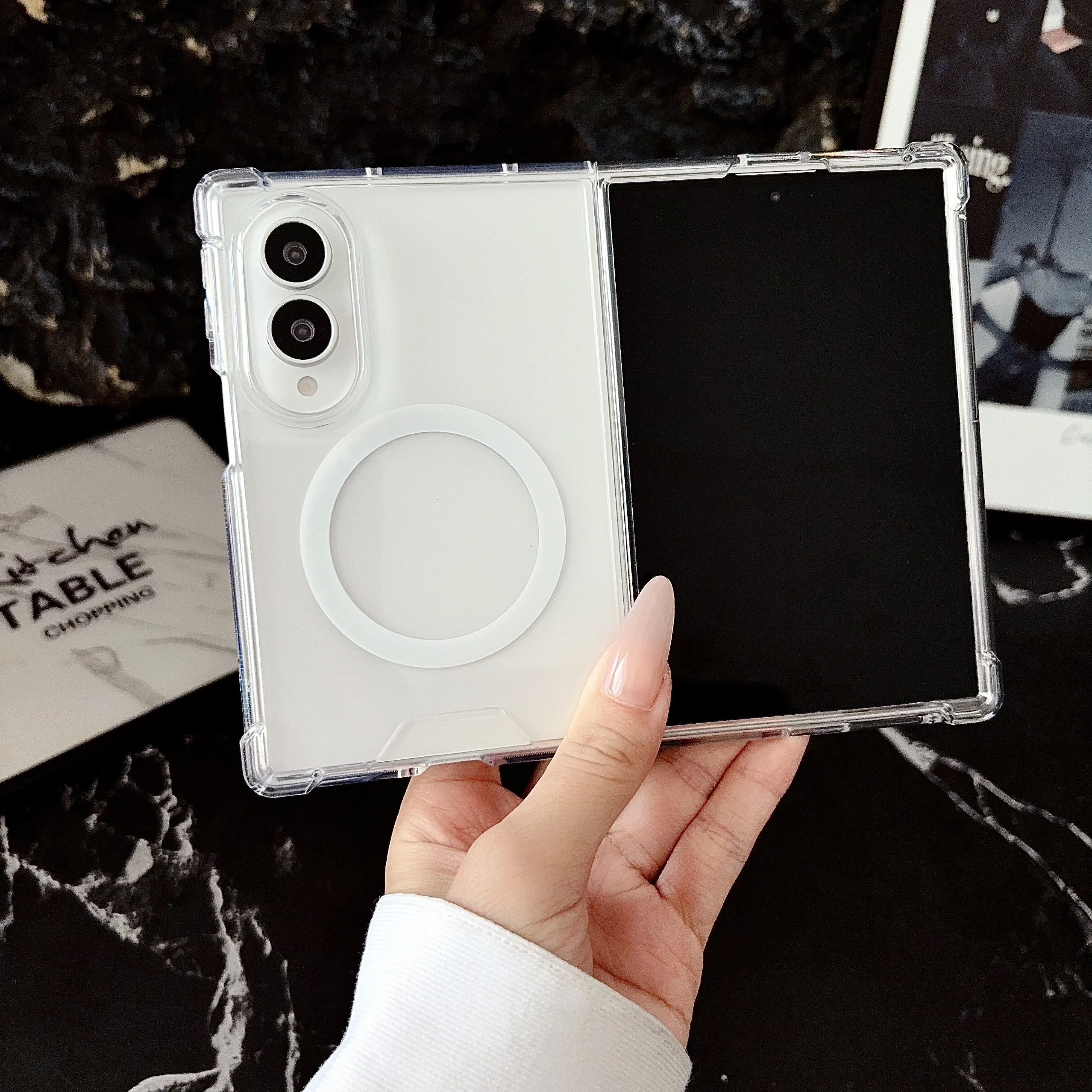 Transparent magnetic phone case, suitable For Samsung Galaxy Z Fold 8 Ultra Case, For Z Fold 8Wide Wireless charging phone Cover