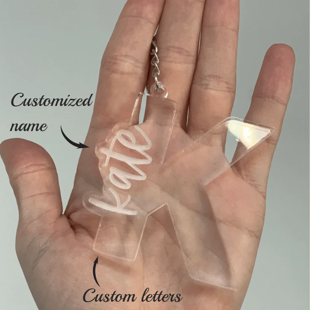 Custom Transparent Acrylic Keychain Personalized Cut Uppercase Letters Name Home Decoration Gift Portable Custom Key Chain image 6