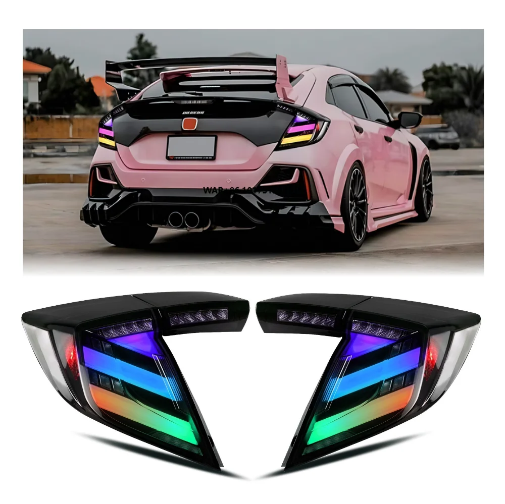 

For Civic Hatchback 2016-2021 RGB LED Taillights Auto DRL Brake Turn Signal Lamp Plug and Play Automotive Accessories