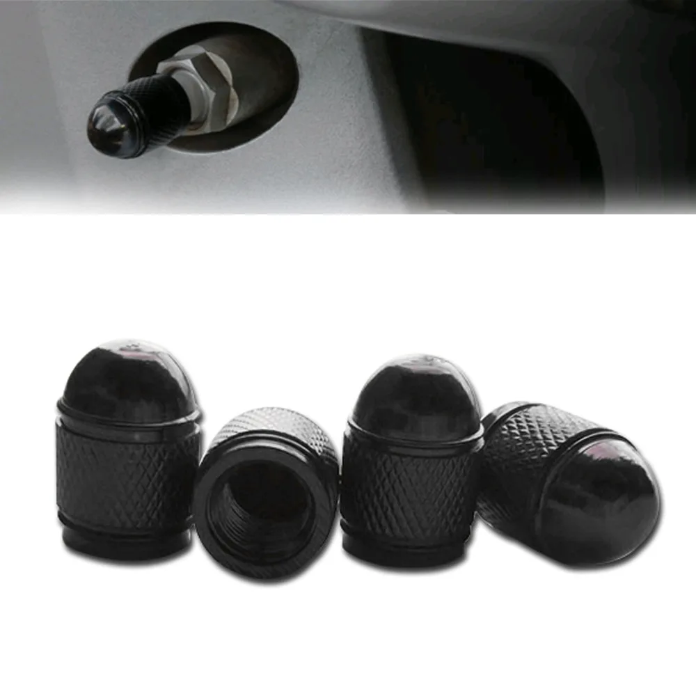 

4pcs Car Truck Air Port Cover Tire Rim Valve Wheel Stem Cap Black Aluminum Nipple Caps Bullet Exterior Parts Car Accessories