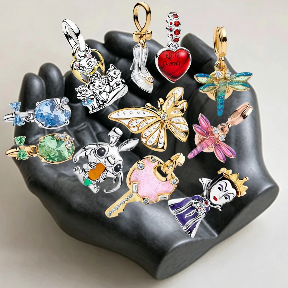 

2026 New 925 Silver Sparkling Love Heart Queen Pet Dog Dragonfly Butterfly Bead Pendant Display Exquisite DIY Charm Jewelry Tool