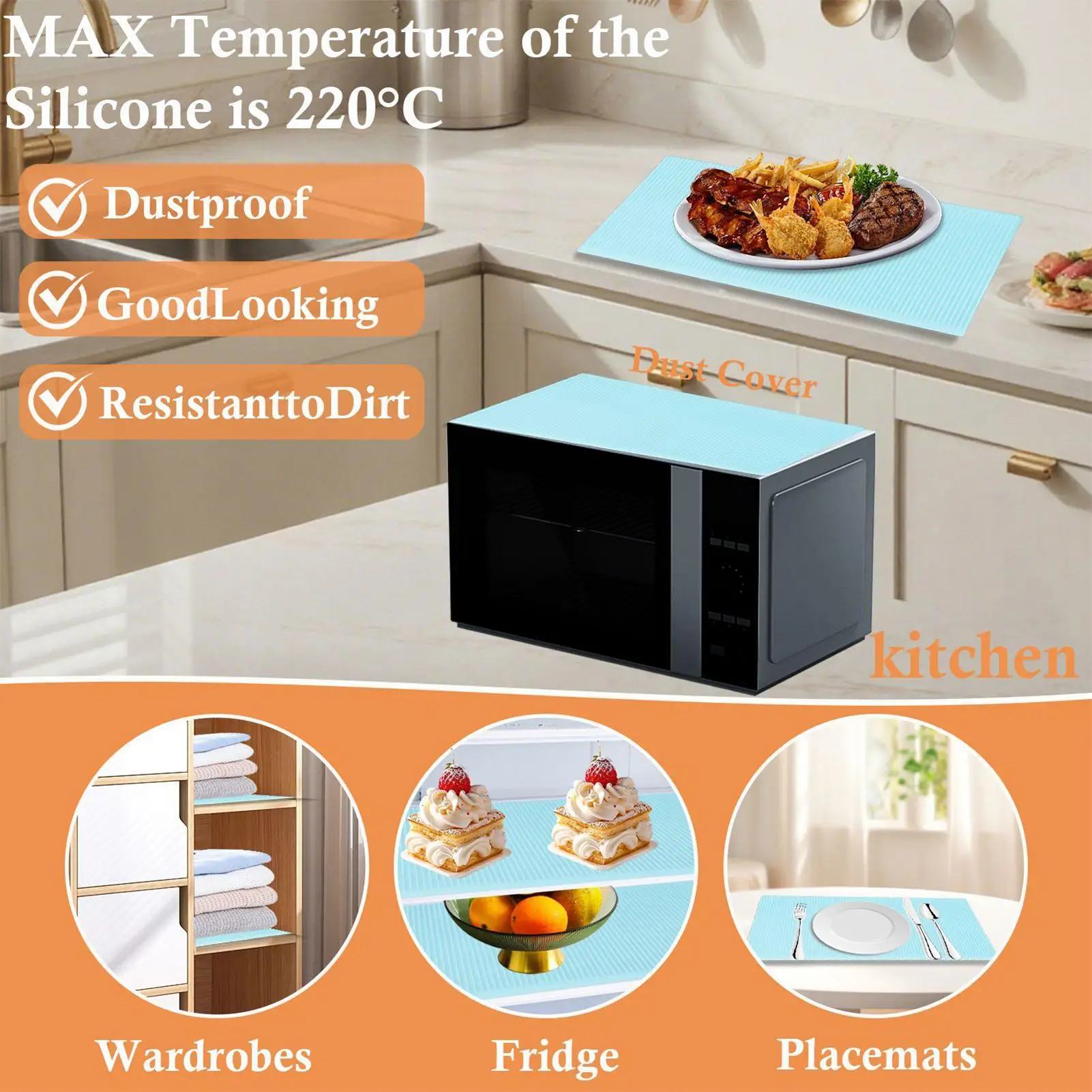 Fridge Liners 4 Pieces Non-Adhesive Refrigerator Mat Spillproof Fridge Mats For Kitchen Closet Home Apartment Drawer Cabinet