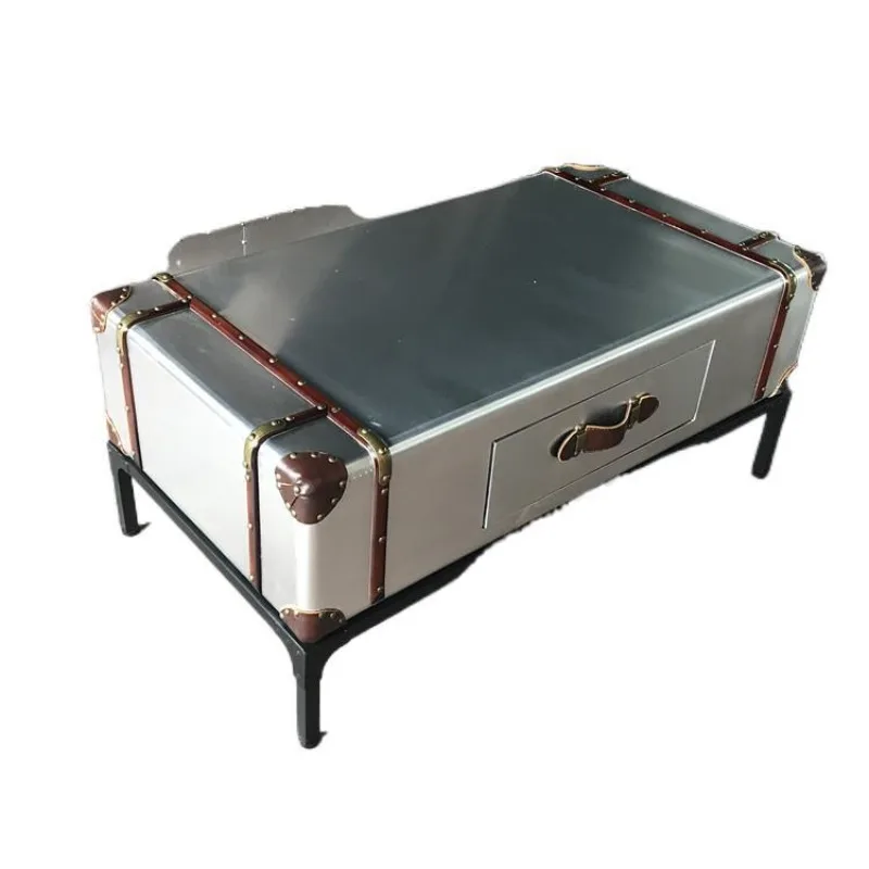 

American country bar industrial style furniture retro old tea table aluminum box office personalized coffee table