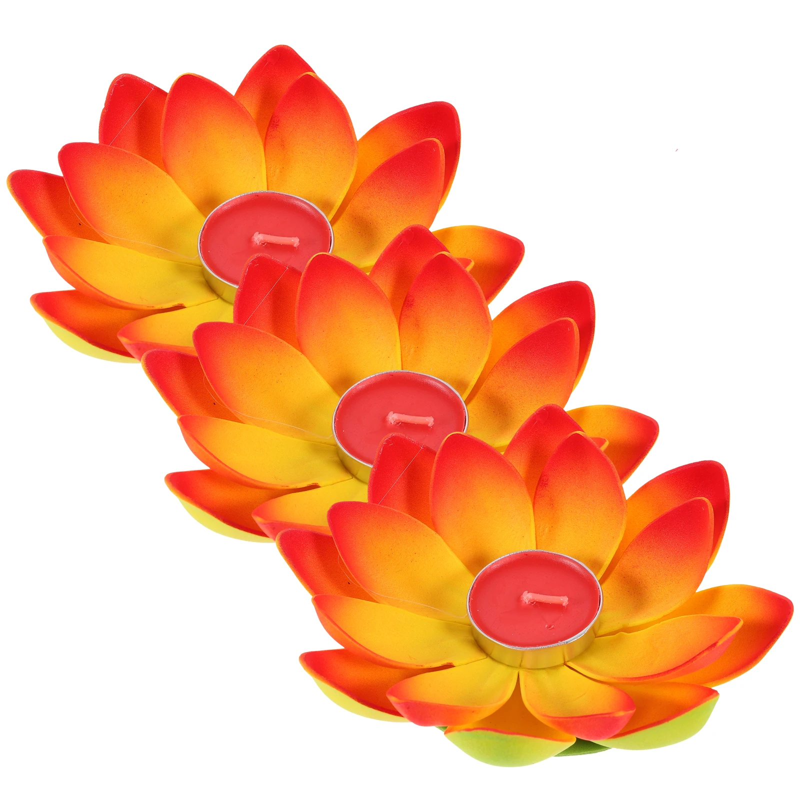 

3 Pcs Lotus Lamp Lily Pads Decoration Flower Exquisite Night Light Ornaments Lantern