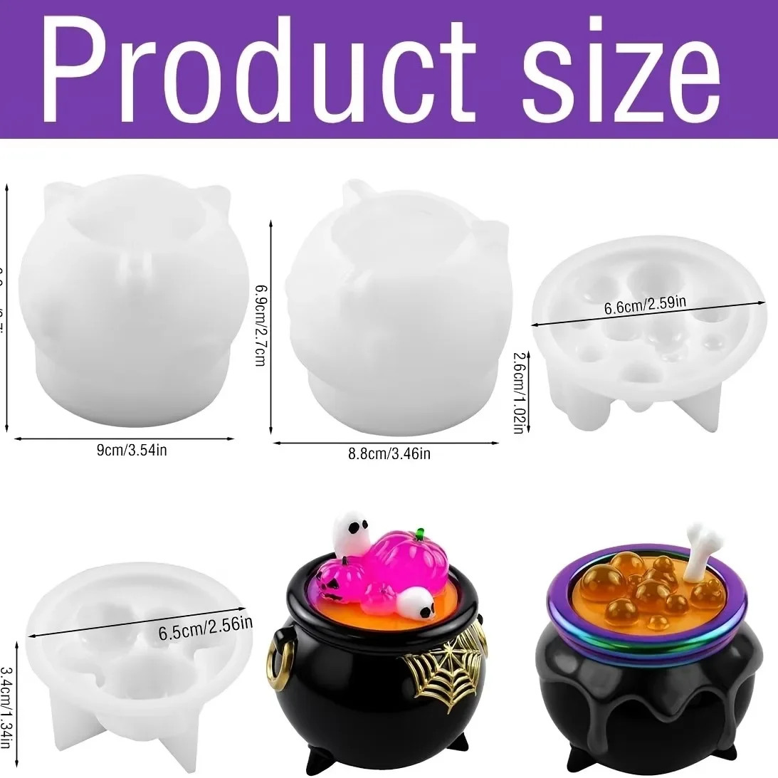 Halloween Cauldron Pumpkin Container Epoxy Resin Mold Crystal Clear DIY Jewelry Box Casting Molds for Resin Art And Crafts