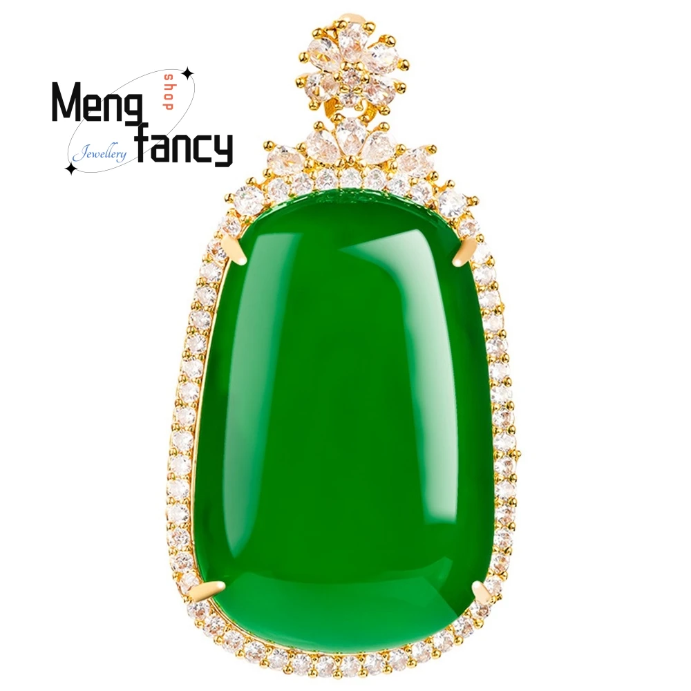 أصيلة العقيق الأخضر الطبيعي Fugua النحاس مطلية بالذهب مع الجليد اليشم قلادة المرأة قلادة الأزياء قلادة المجوهرات الجميلة