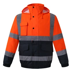 Winter Reflective Clothing High Visibility Waterproof Windproof Bomber Jacket Safety Workwear Clothing for Road Traffic