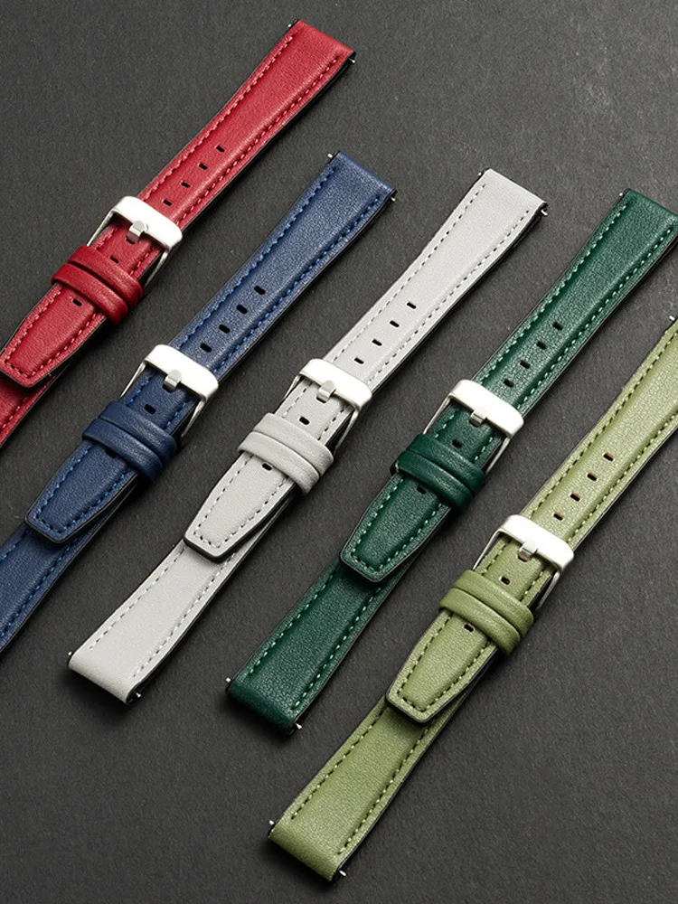 Bracelet de montre en cuir et Silicone Ultra-fin, souple, à dégagement rapide, pour hommes et femmes, ceinture d'affaires universelle, 10/12/14/16mm