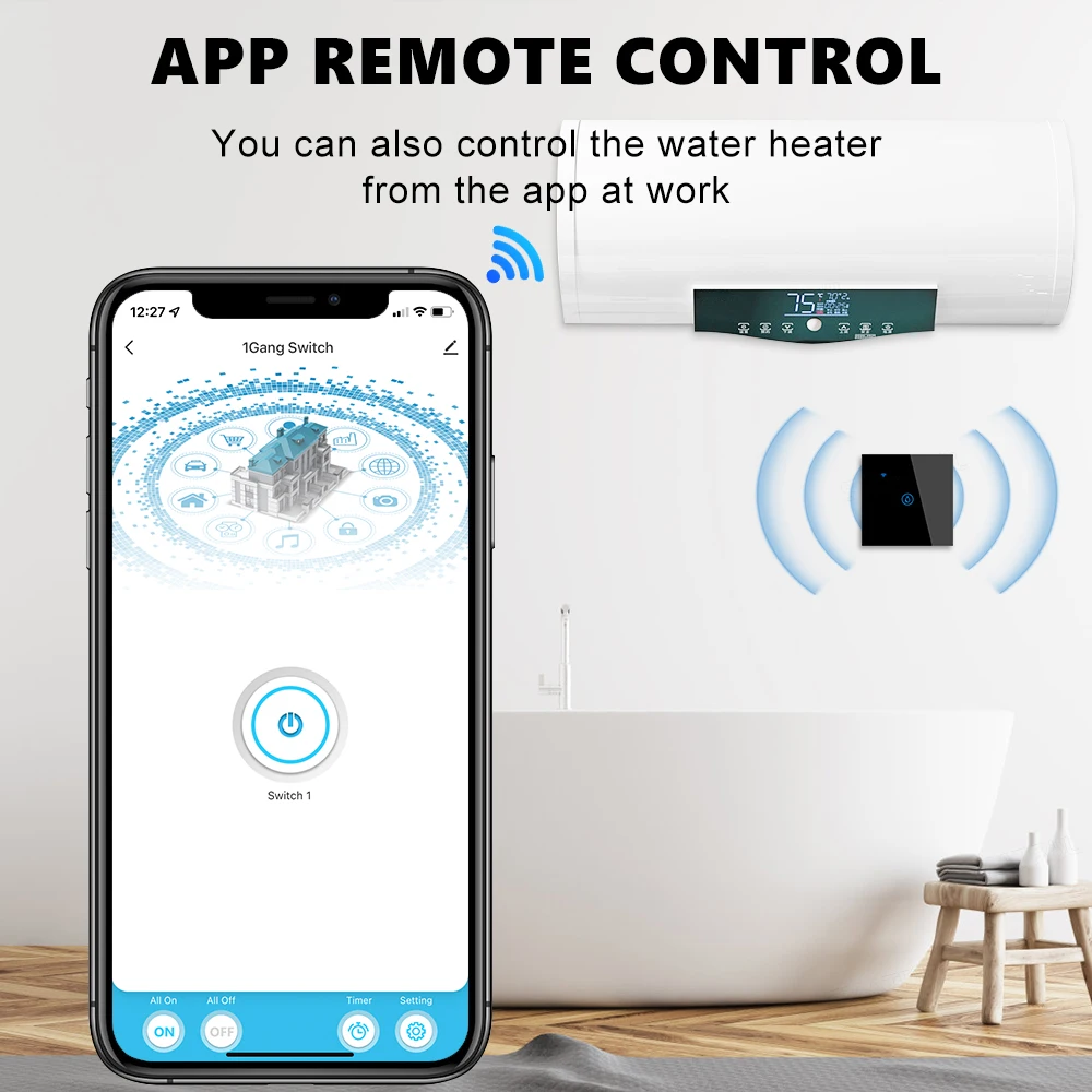 Tuya Wifi Smart Switch 40A scaldabagno caldaia Touch Switch Smart Home AC100 ~ 240V Controller ad alta potenza funziona con Google Alexa