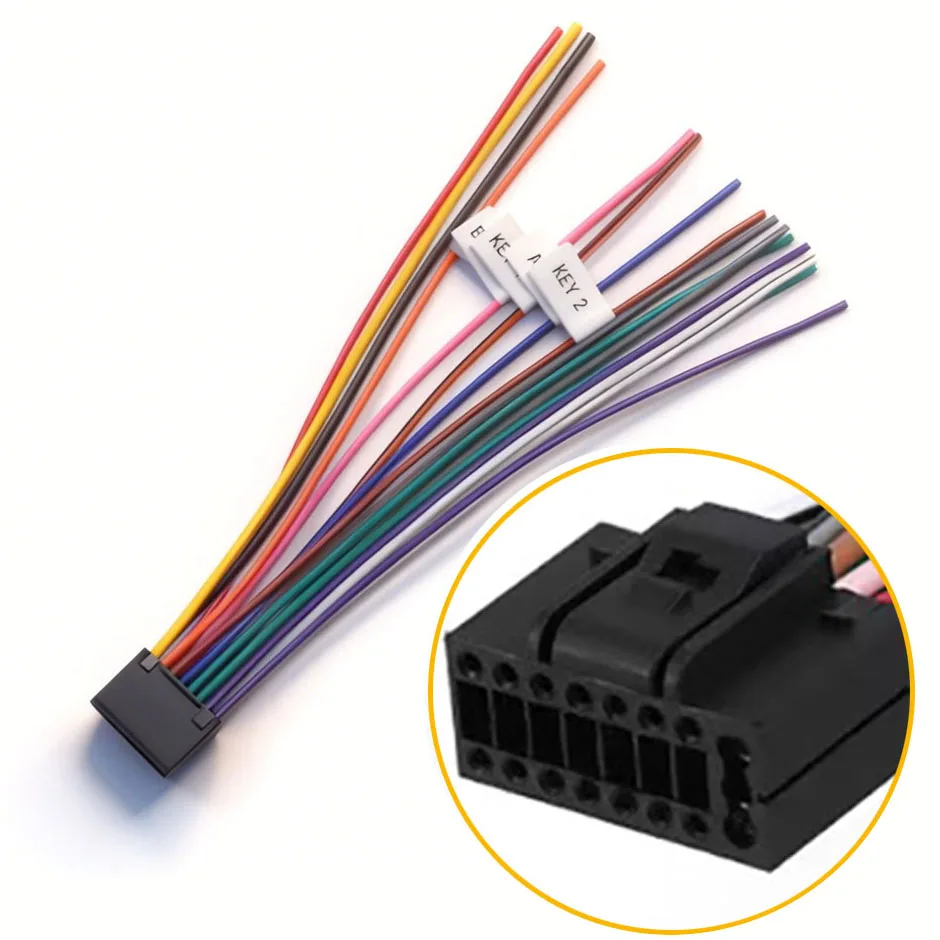16Pin To ISO Wiring Harness Adapter 16P Plug ISO Connector Conversion Cable Universal Accessories Wire for DIN Screen Car Radio view 2