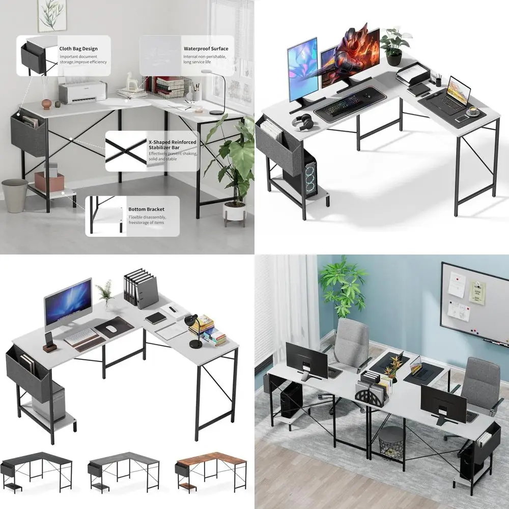 

50 Reversible L-Shaped Desk for Gaming & Study with Wooden Top and Metal Frame for Compact Home Offices