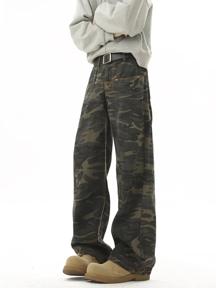 

NELY Американский дизайн Камуфляжные брюки Прямые брюки Спецодежда Повседневные брюки для весны и осени Хип-хоп Модный бренд