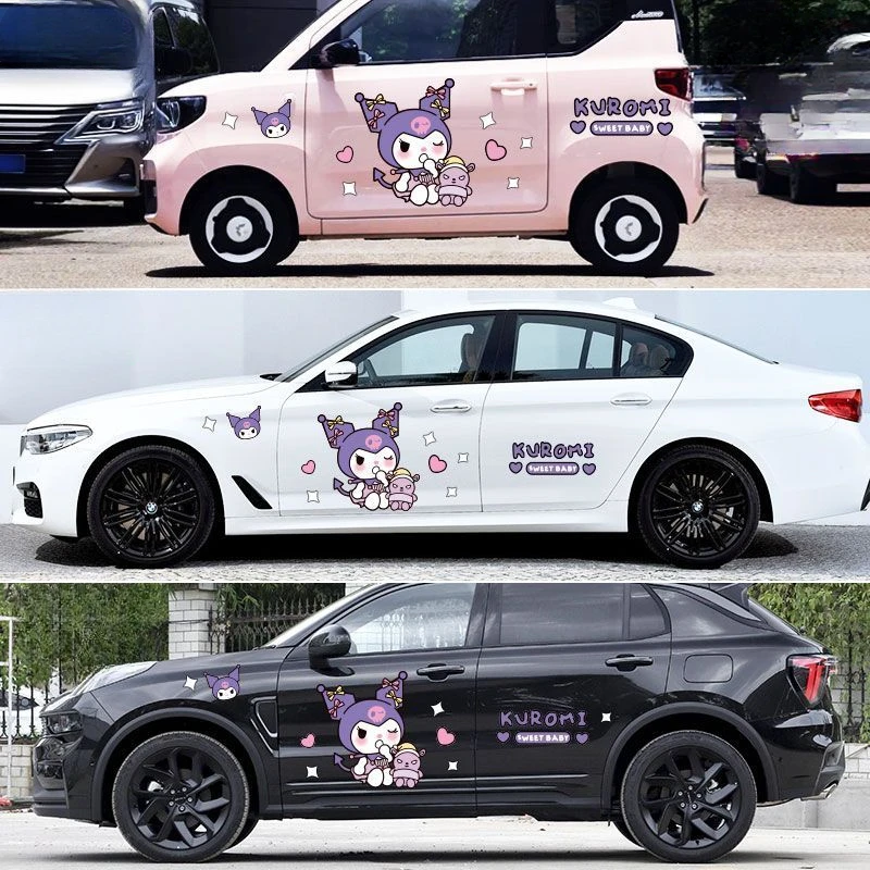 Sanrio Kuromi Car Film for All Cars Kuromi Cartoon Creative Decoration Body Stickers Cute Car Accessories