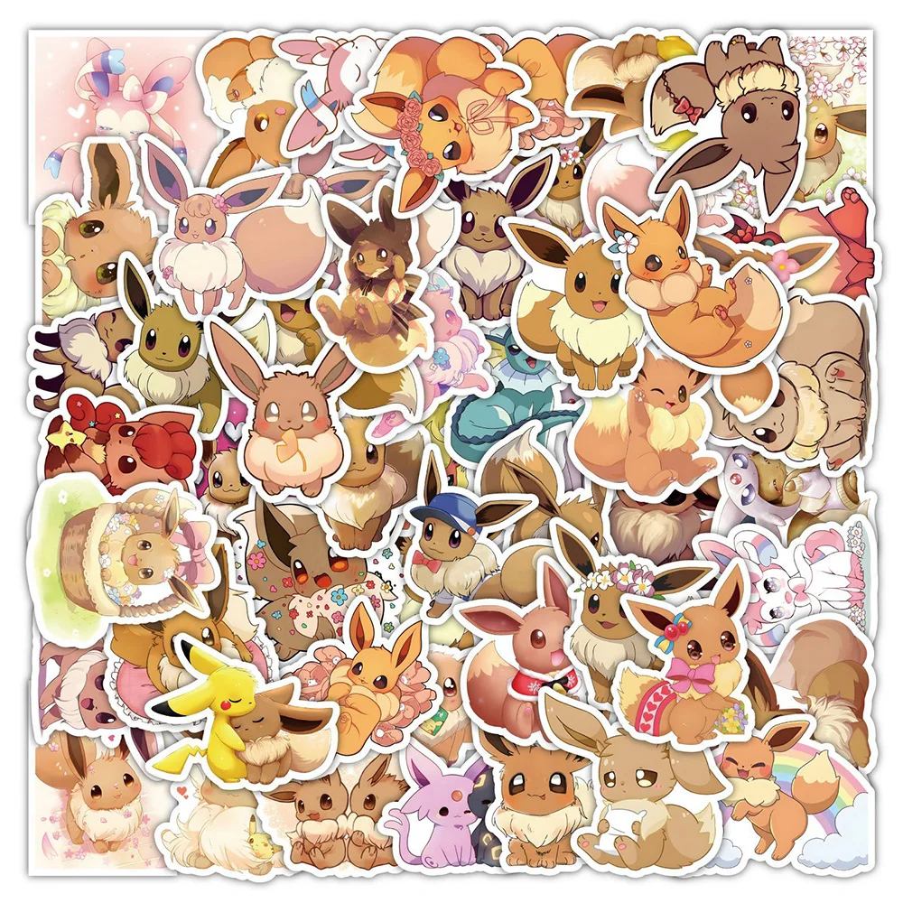 10/30/54pcs Cute Pokemon Eevee Stickers Anime Decals Decorative Stationery Phone Laptop Kawaii Cartoon Graffiti Sticker Toy Gift