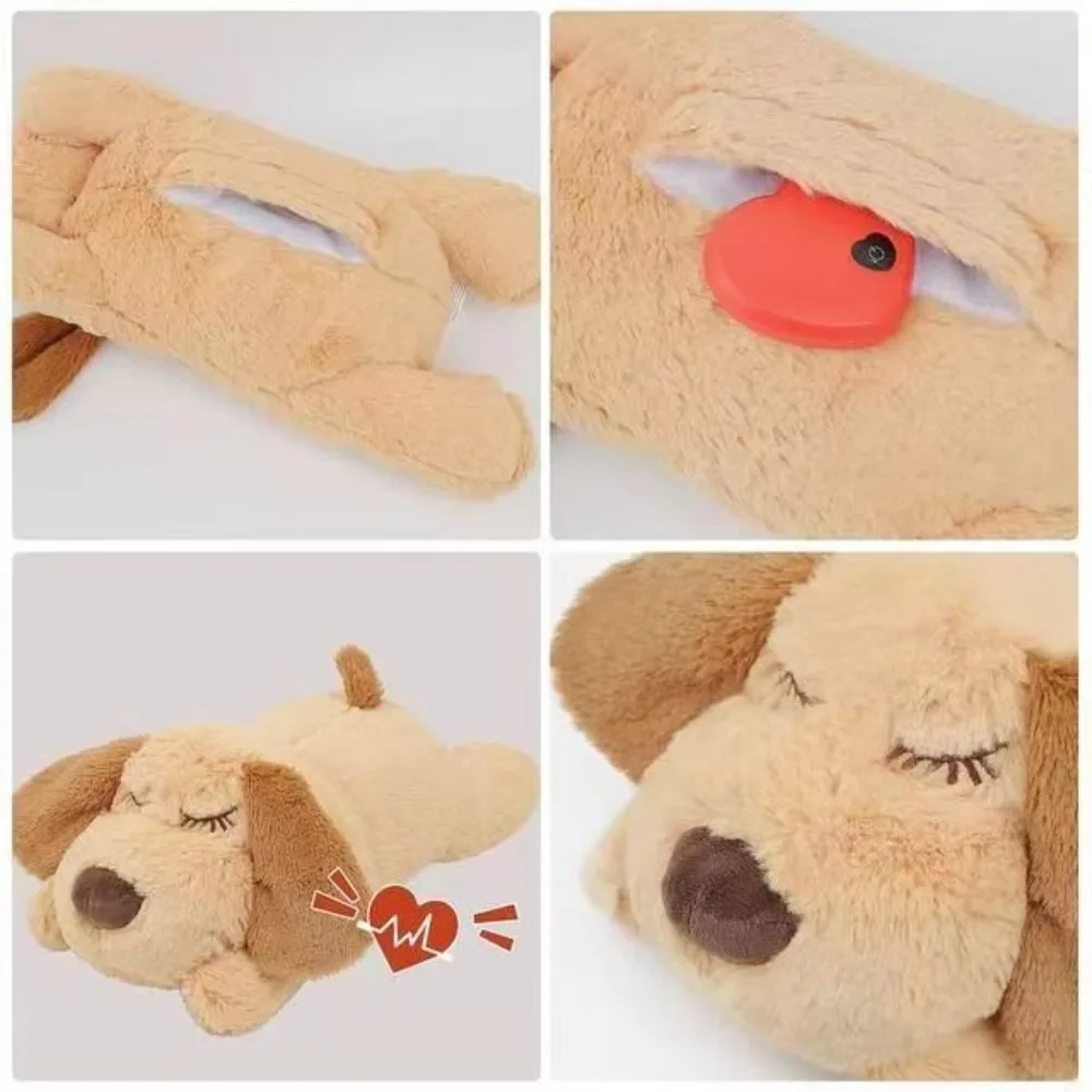 Interactive Sleep Aid Dog Heartbeat Anxiety Relief Stuffed Animal Lying Dog Fidget Soft Behavioral Training Puppy Room Decor
