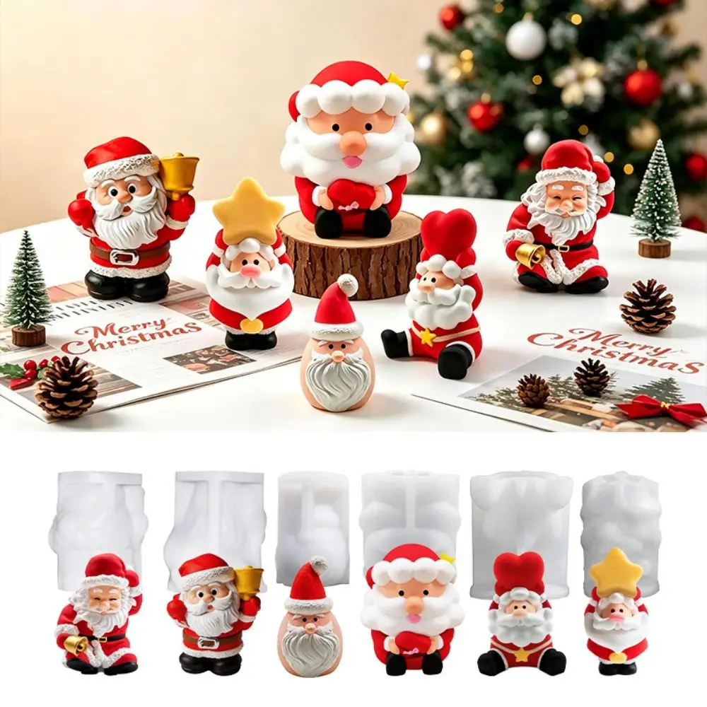 3D Bearded Santa Claus Christmas Candle DIY Mold Opened Top Heat Resistant Silicone Chocolate Mold Multi-Shape Resuable