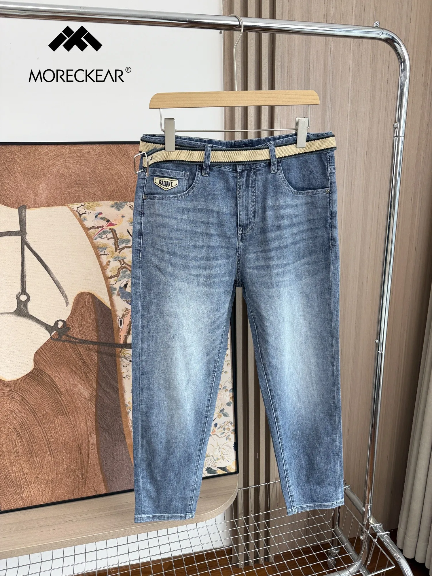 Comfortable Linen Mixed Fabric Men's Casual Straight Leg Jeans Spring Summer Versatile Fashionable Breathable Youth Jeans
