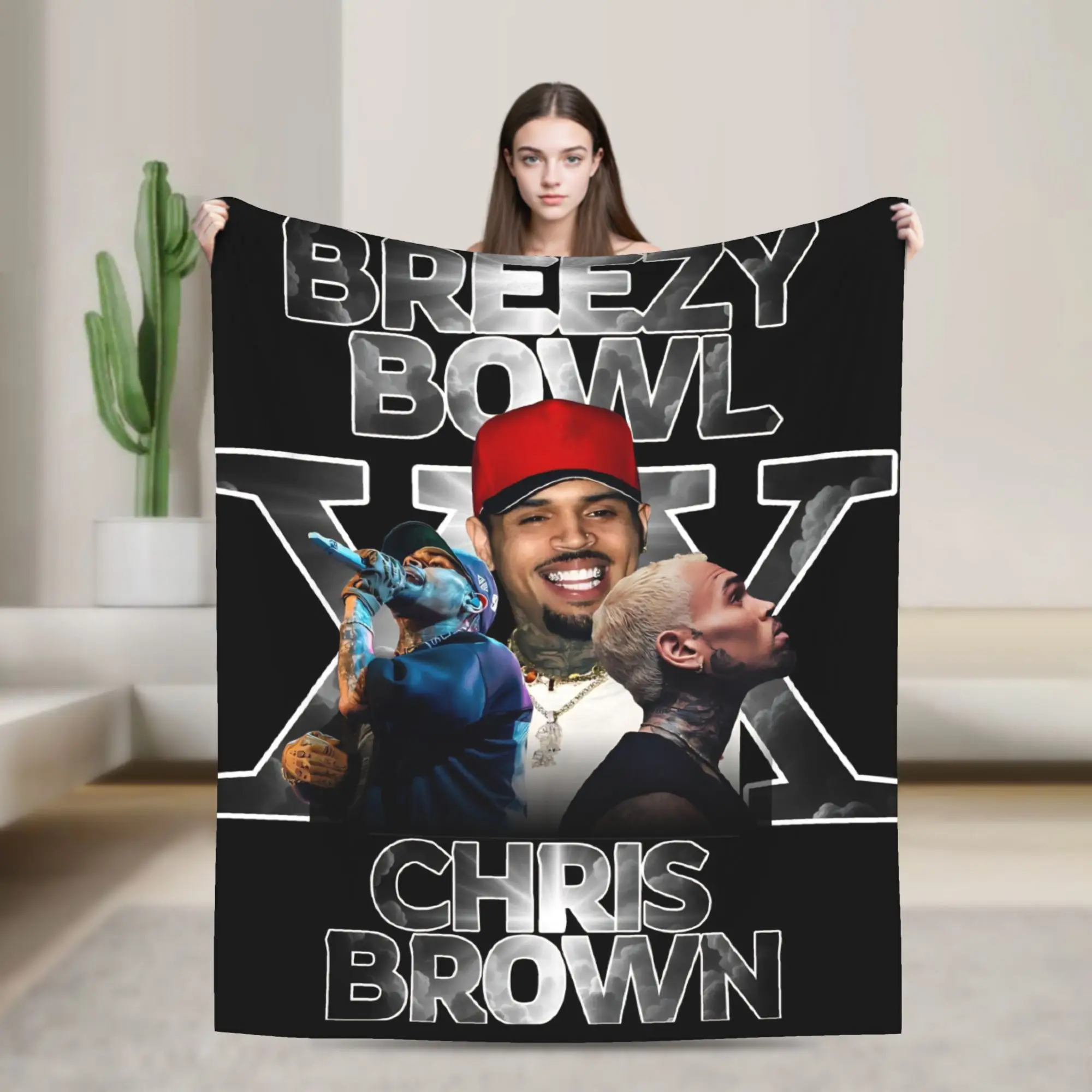 Chris Brown Breezy Bowl XX Blanket Quality Soft Warm  Throw Blanket Winter Camping Outdoor Fashion Bedspread