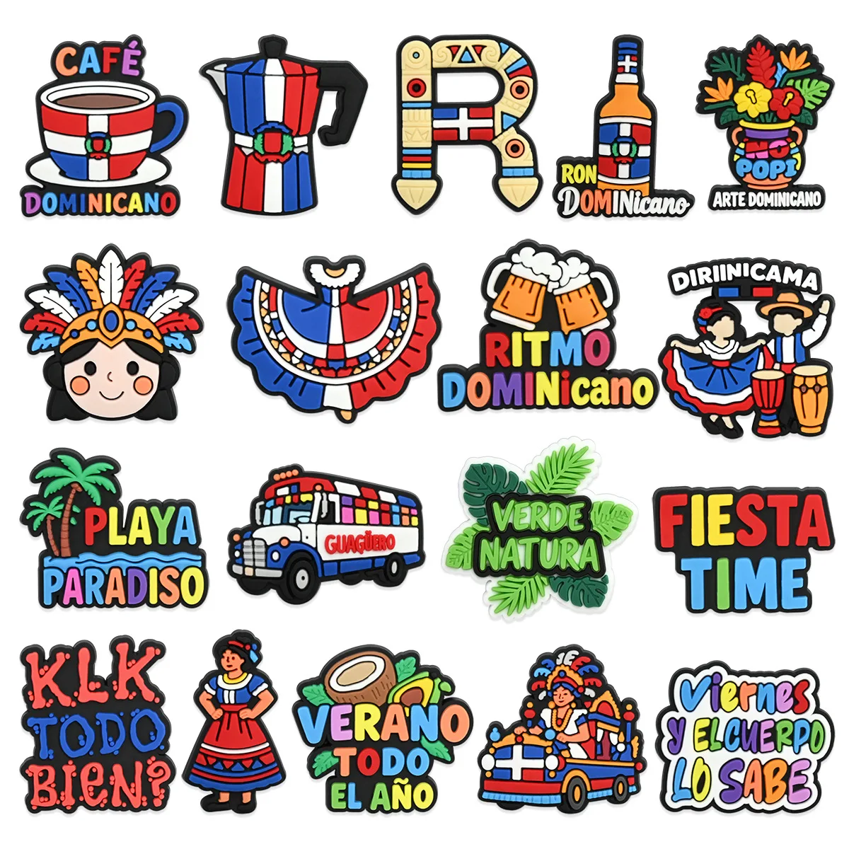 18PCS Cartoon Dominican Republic Local Culture Series Shoe Charm Wholesale PVC Decor Buckle Sandal Detachable Waterproof To Gift