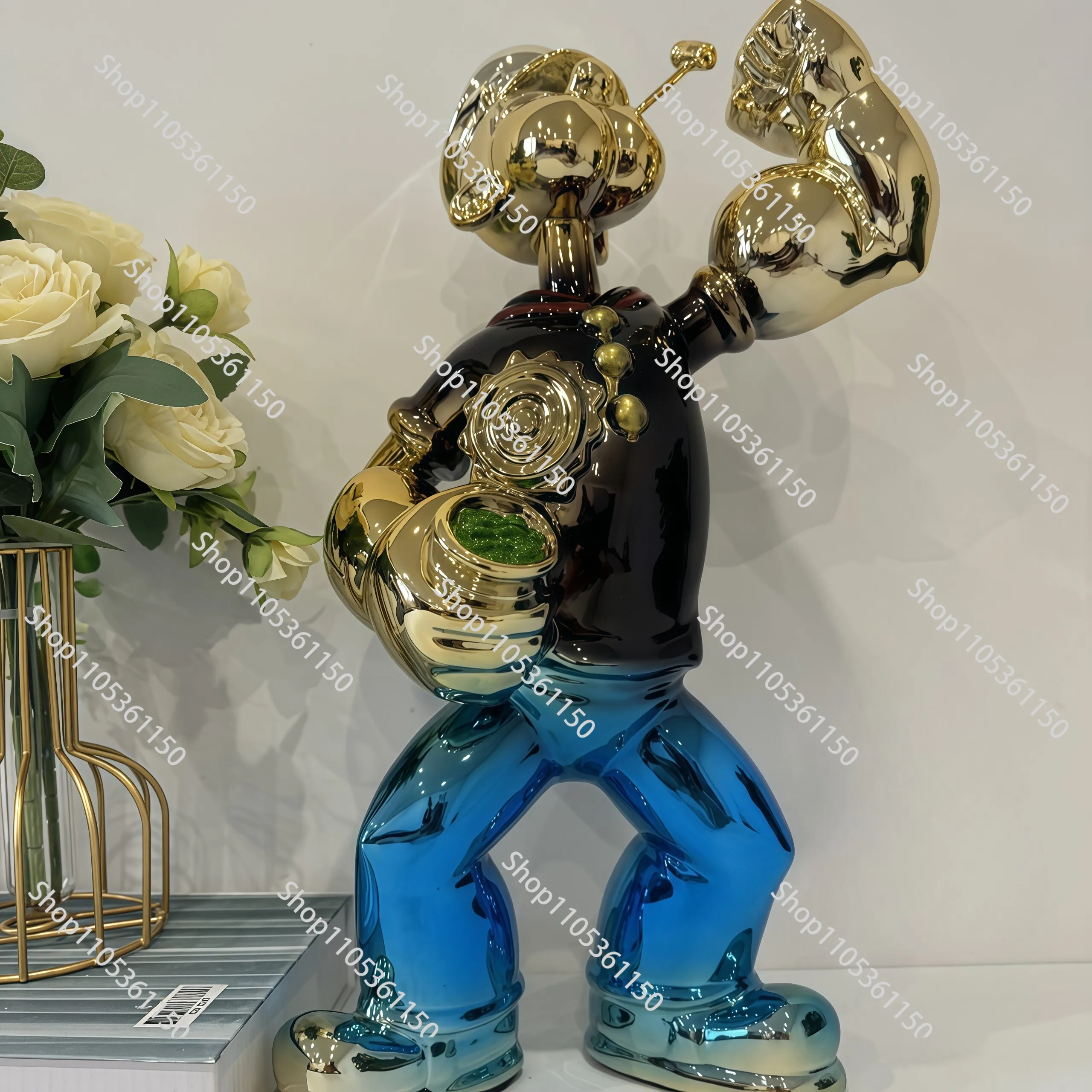 Popeye resin electroplating soft decoration cartoon character model ornaments creative sculpture