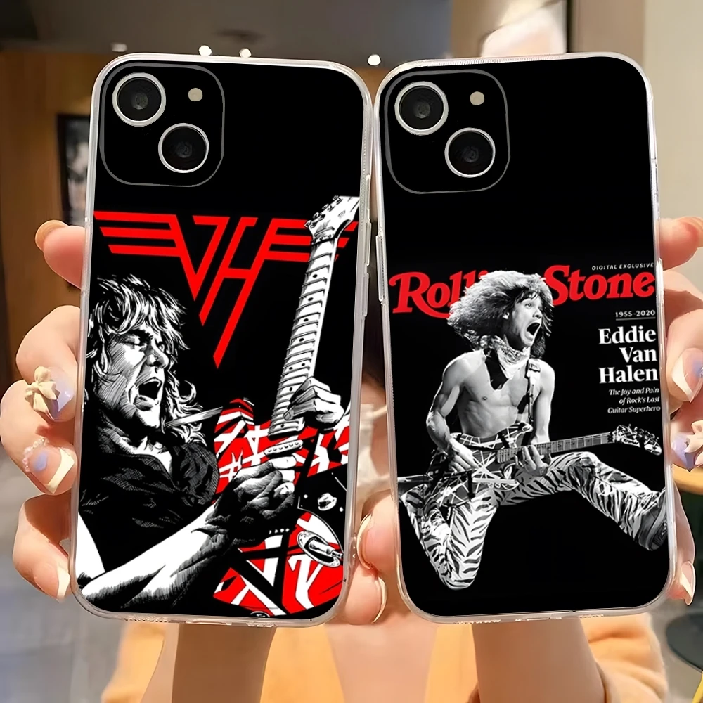 Eddie Van Halen Graphic Guitar Phone Case For Iphone 15 Pro Max 14 Plus 11 12 Mini 13 Pro 7 8 X XR XS SE Transparent Back Cover