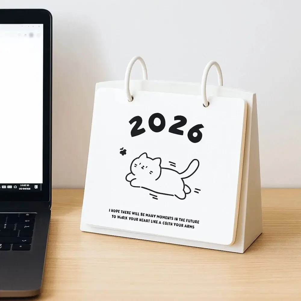 고양이 패턴 2026 책상 달력 말의 해 할 일 목록 일정 플래너 만화 간단한 데스크탑 달력