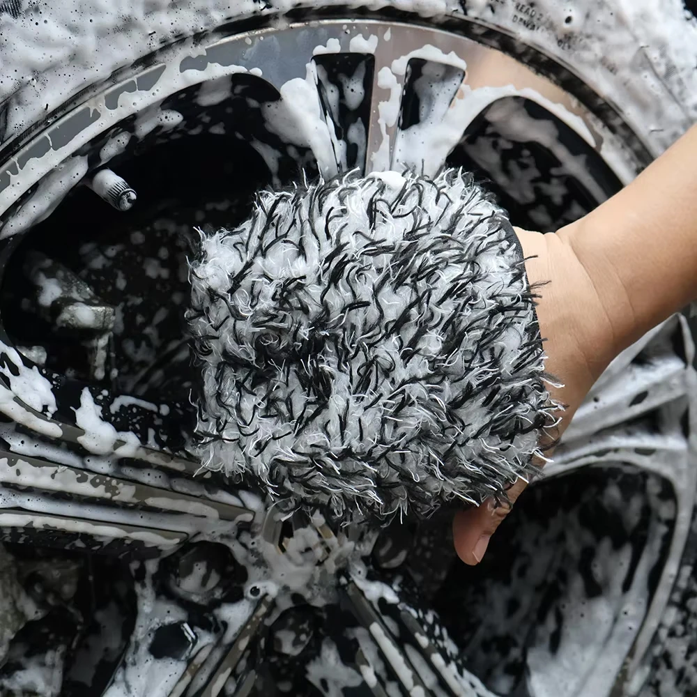 AUTOBRIGHT Car Wheel Hub Cleaning Glove Microfiber Detail Cleaning Dust Dirt Removal Edge Back Cleaning Specialized Car Washing view 2