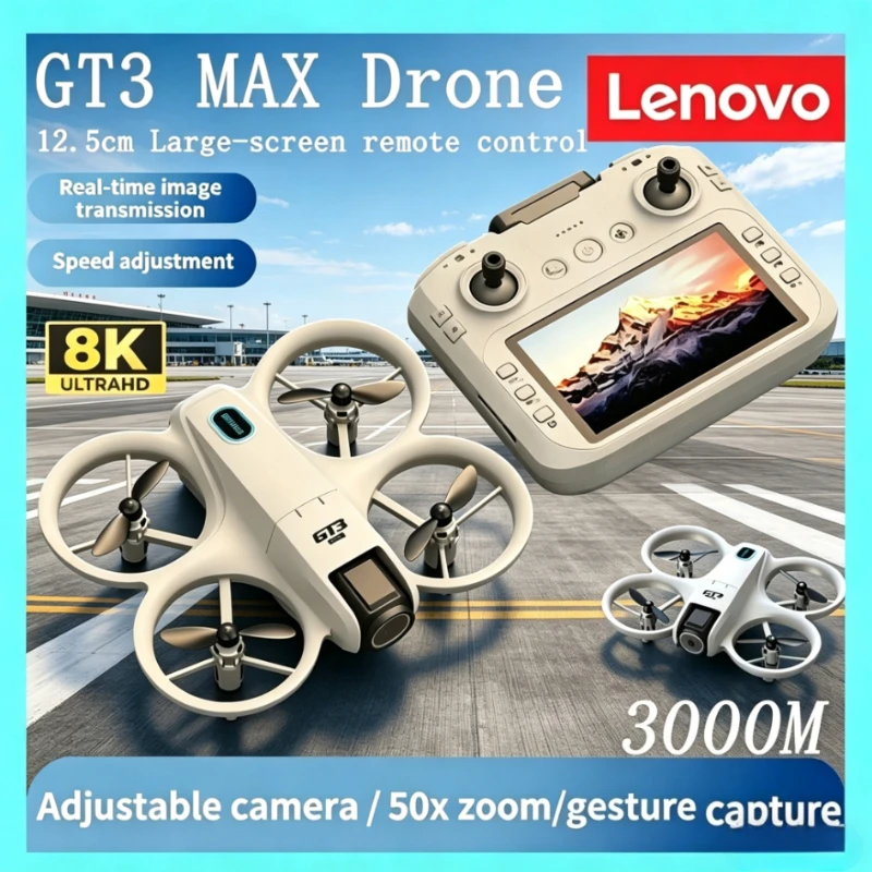 

Lenovo GT3 HD Camera Drone 4.3" Screen Dual Cam Optical Flow Localization 8K Obstacle Avoidance LED Light RC Quadcopter Kids Toy