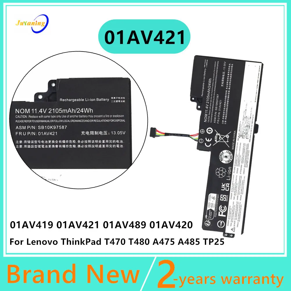 Juyaning 01AV420 01AV421 Laptop Built-in Battery For Lenovo ThinkPad A485 T480 T470 TP25 A475 11.46V 24Wh