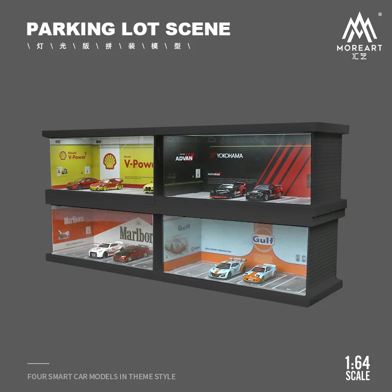 MoreArt 1:64 ADVAN four-car assembly scene