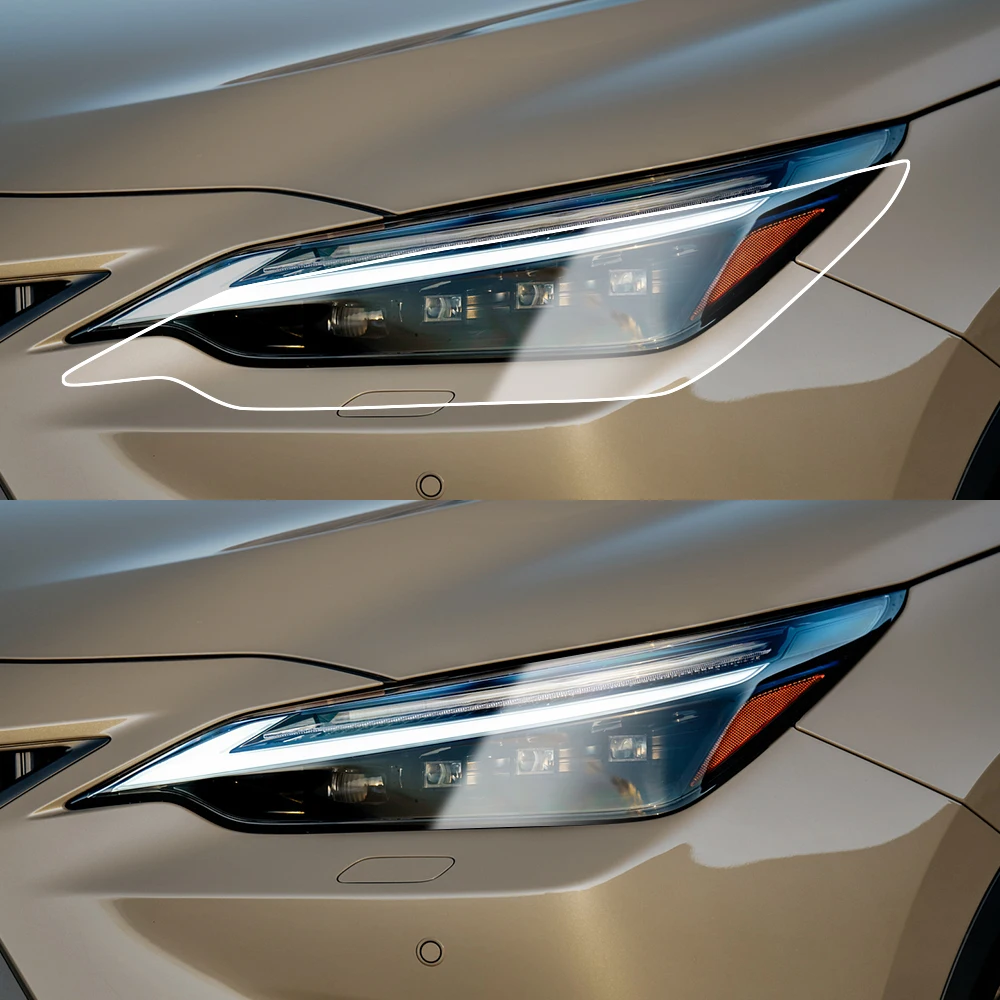 For Lexus NX 2015-2026 Smoke Black High-Gloss Pre-Cut TPU Headlight Protective Film PPF Anti-Scratch Vinyl Wrap Cover Kit - view 3