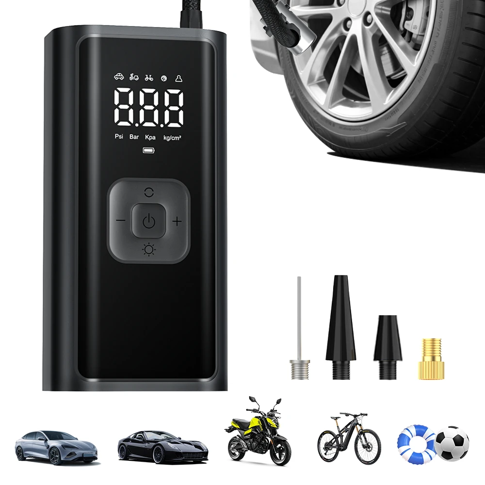 

Автомобильный воздушный насос 6000 мАч, беспроводной мини-воздушный компрессор с быстрым накачкой, цифровой дисплей для мотоцикла, велосипеда, лодки, автоматический насос для накачивания